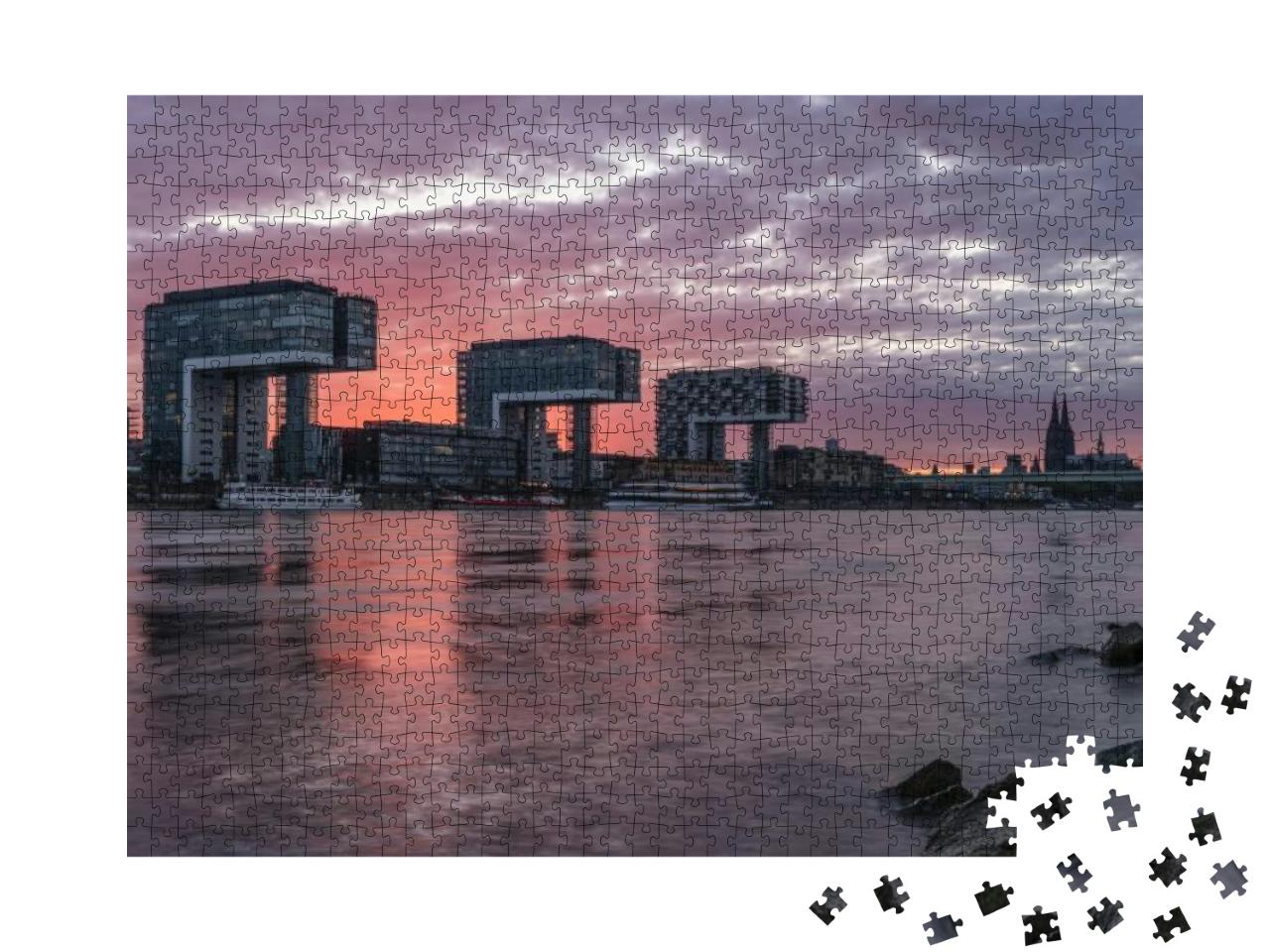 Puzzle 1000 Teile „Skyline von Köln bei Sonnenuntergang, Deutschland“