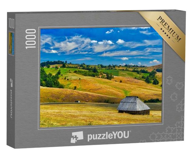 Puzzle 1000 Teile „Bauernhaus auf dem Feld, Zlatibor, Serbien“