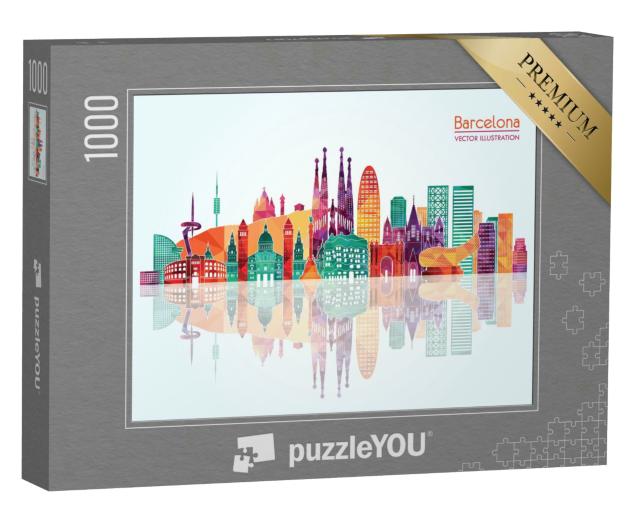 Puzzle 1000 Teile „Vektor-Illustration: Barcelona Skyline“