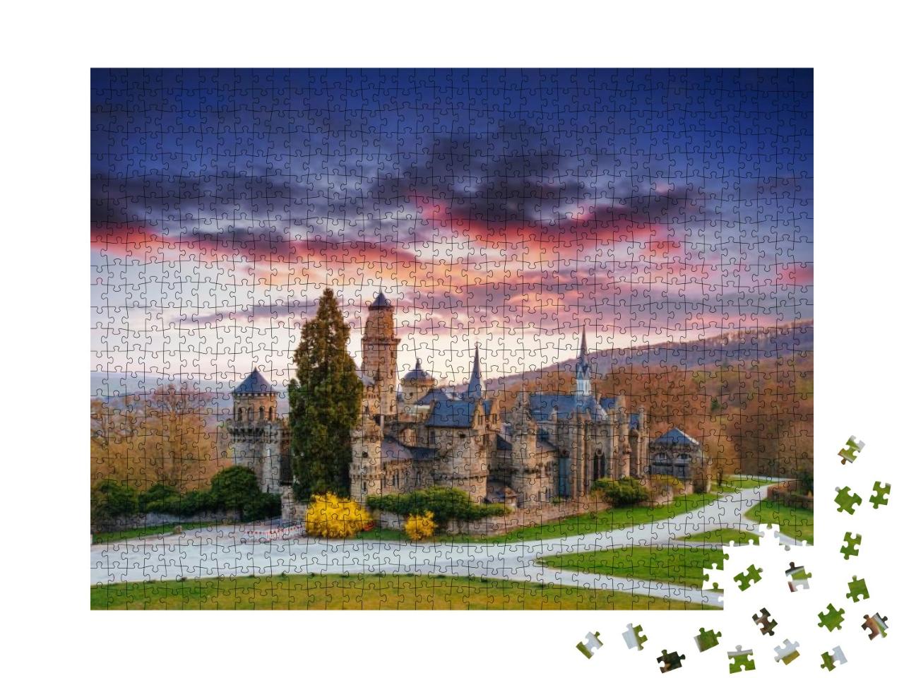 Puzzle 1000 Teile „Majestätische Burg im Sonnenuntergang“