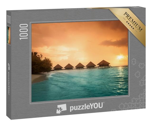 Puzzle 1000 Teile „Bungalows mit Stufen an der grünen Lagune“