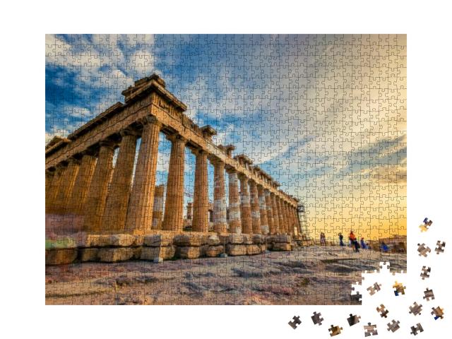 Puzzle 1000 Teile „Säulen des Parthenon bei Sonnenuntergang, Akropolis, Athen“