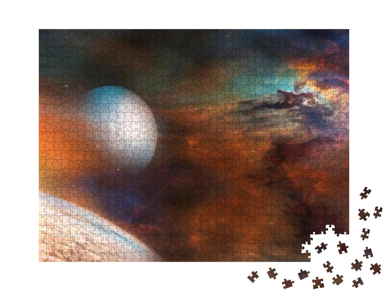 Puzzle 1000 Teile „Sonnenaufgang mit Blick auf die Erde aus dem Weltraum“