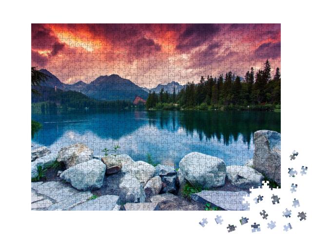 Puzzle 1000 Teile „Bergsee im Nationalpark Hohe Tatra, Slowakei“