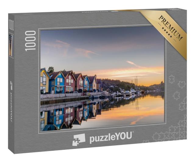 Puzzle 1000 Teile „Spiegelungen auf dem Meerwasser am Fjord von Bergen, Norwegen“