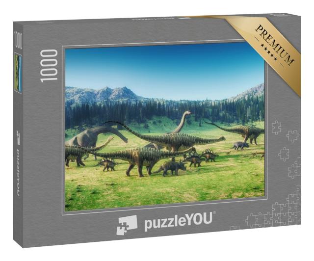 Puzzle 1000 Teile „Dinosaurier auf dem Tal “