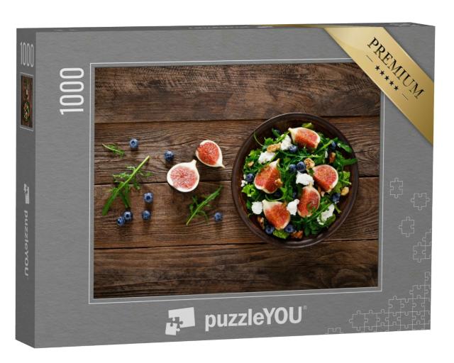 Puzzle 1000 Teile „Feigensalat mit Ziegenkäse, Heidelbeeren, Walnüssen und Rucola“