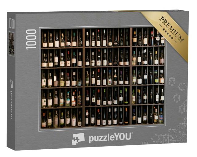 Puzzle 1000 Teile „Ein Regal voll gut sortierter Weinflaschen“
