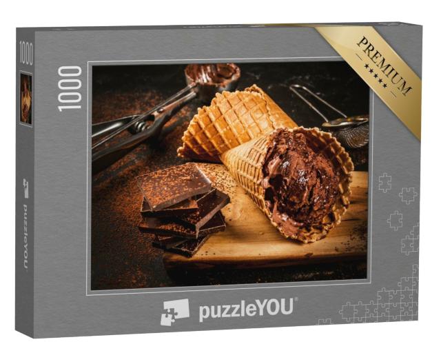 Puzzle 1000 Teile „Hausgemachtes Schokoladeneis in Waffeltüten“