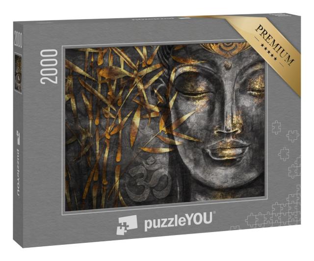 Puzzle 2000 Teile „Digitale Kunst Collage kombiniert mit Aquarell: Bodhisattva Buddha“