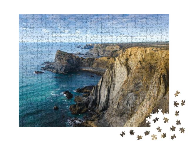 Puzzle 1000 Teile „Felsige Küste im Naturpark an der Vicentina-Küste, Algarve, Portugal“