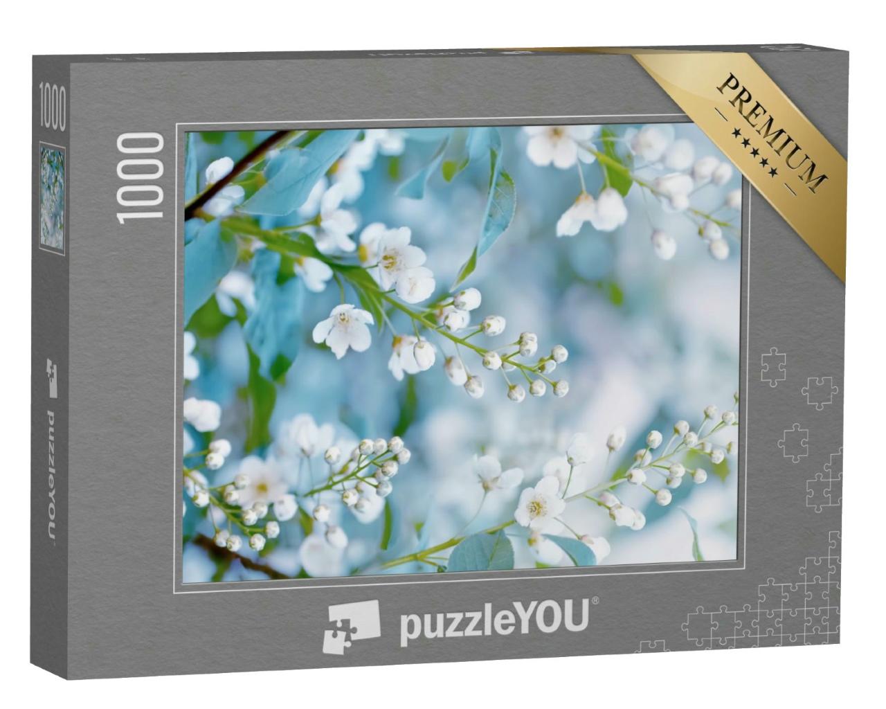 Puzzle 1000 Teile „Zweige der blühenden Vogel-Kirsche im Frühling“