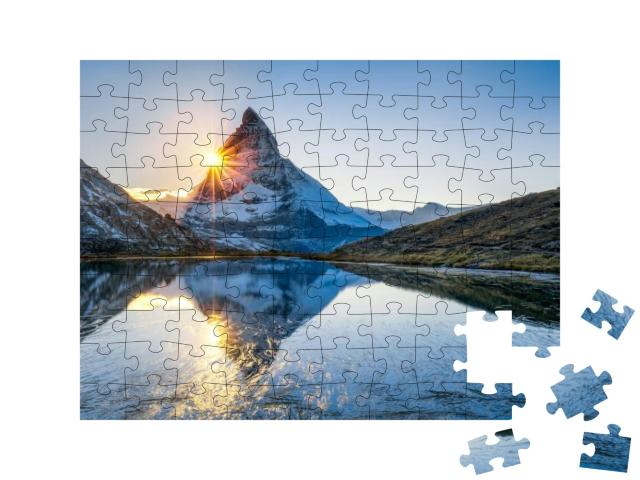 Puzzle 100 Teile „Riffelsee und Matterhorn im Kanton Wallis, Schweiz“