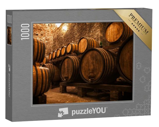 Puzzle 1000 Teile „Weinkeller mit Fässern für die Lagerung von Wein, Italien“
