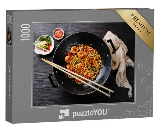 Puzzle 1000 Teile „Udon Wok-Nudeln mit Garnelen und Gemüse“