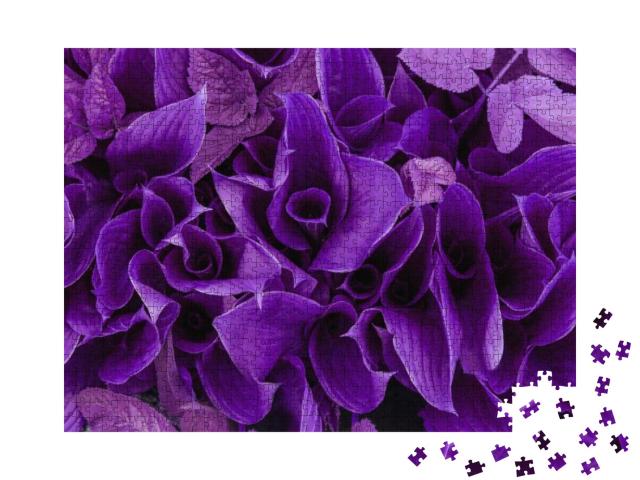 Puzzle 1000 Teile „Blüten und Blätter in Violett“