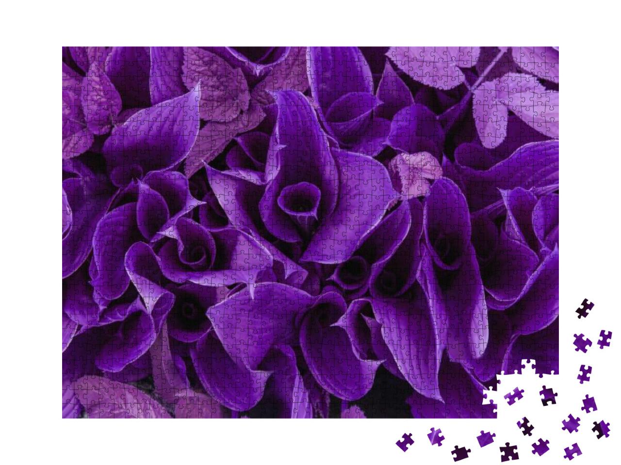 Puzzle 1000 Teile „Blüten und Blätter in Violett“