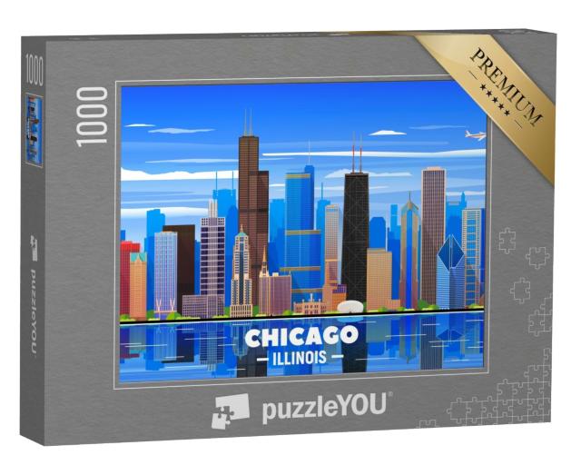 Puzzle 1000 Teile „Skyline von Chicago  “