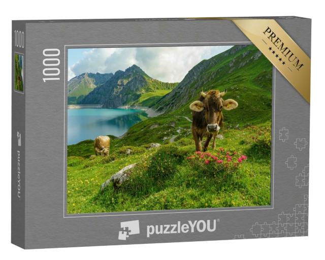 Puzzle 1000 Teile „Glückliche Kuh auf der Alm“