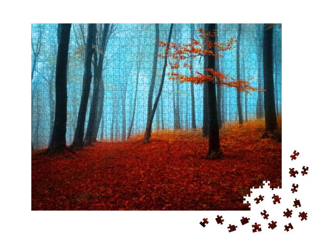 Puzzle 1000 Teile „Mystischer Herbsttag im Wald“