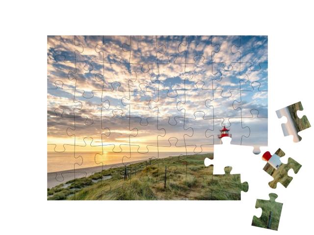 Puzzle 48 Teile „Roter Leuchtturm auf der Insel Sylt, Nordfriesland, Schleswig-Holstein, Deutschland“