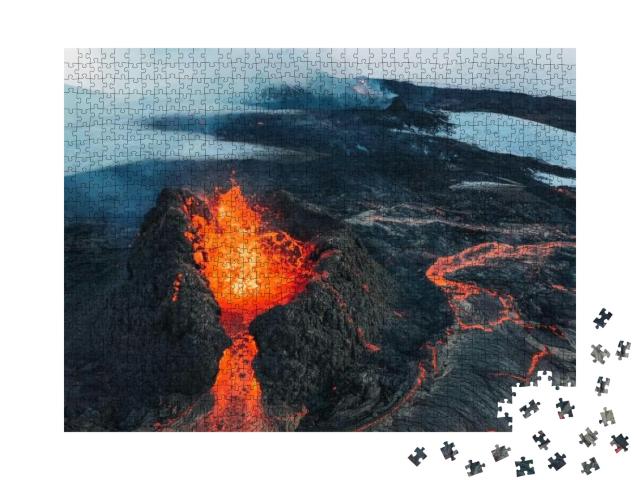 Puzzle 1000 Teile „Vulkanausbruch 2021 in Island“