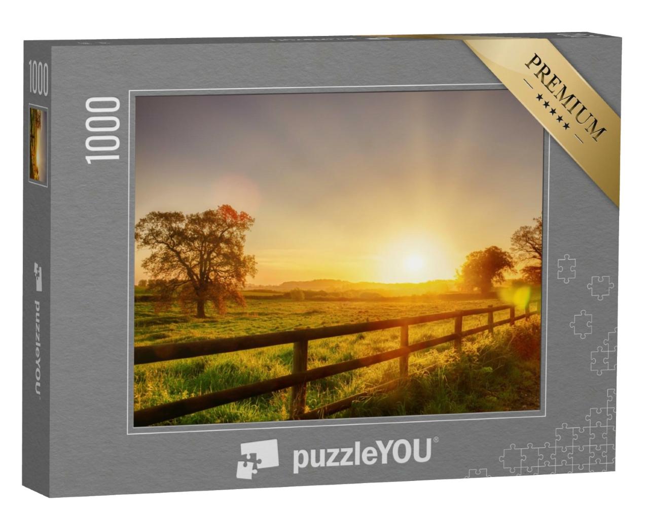 Puzzle 1000 Teile „Sonnenaufgang über der Landschaft in Norfolk“