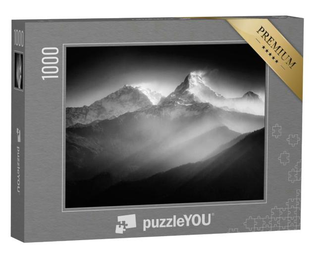 Puzzle 1000 Teile „Majestätische Annapurna Berge, schwarz-weiß“