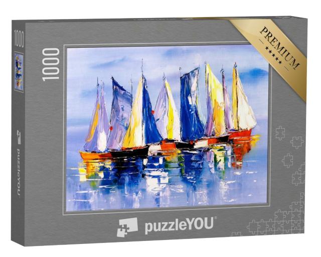 Puzzle 1000 Teile „Ölgemälde: Segelboot“