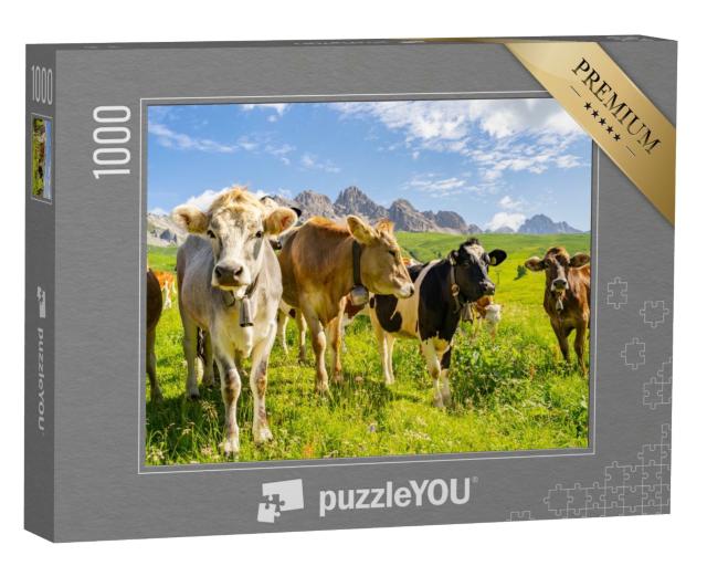 Puzzle 1000 Teile „Idyllische Landschaft mit Kuhherde in den Alpen“