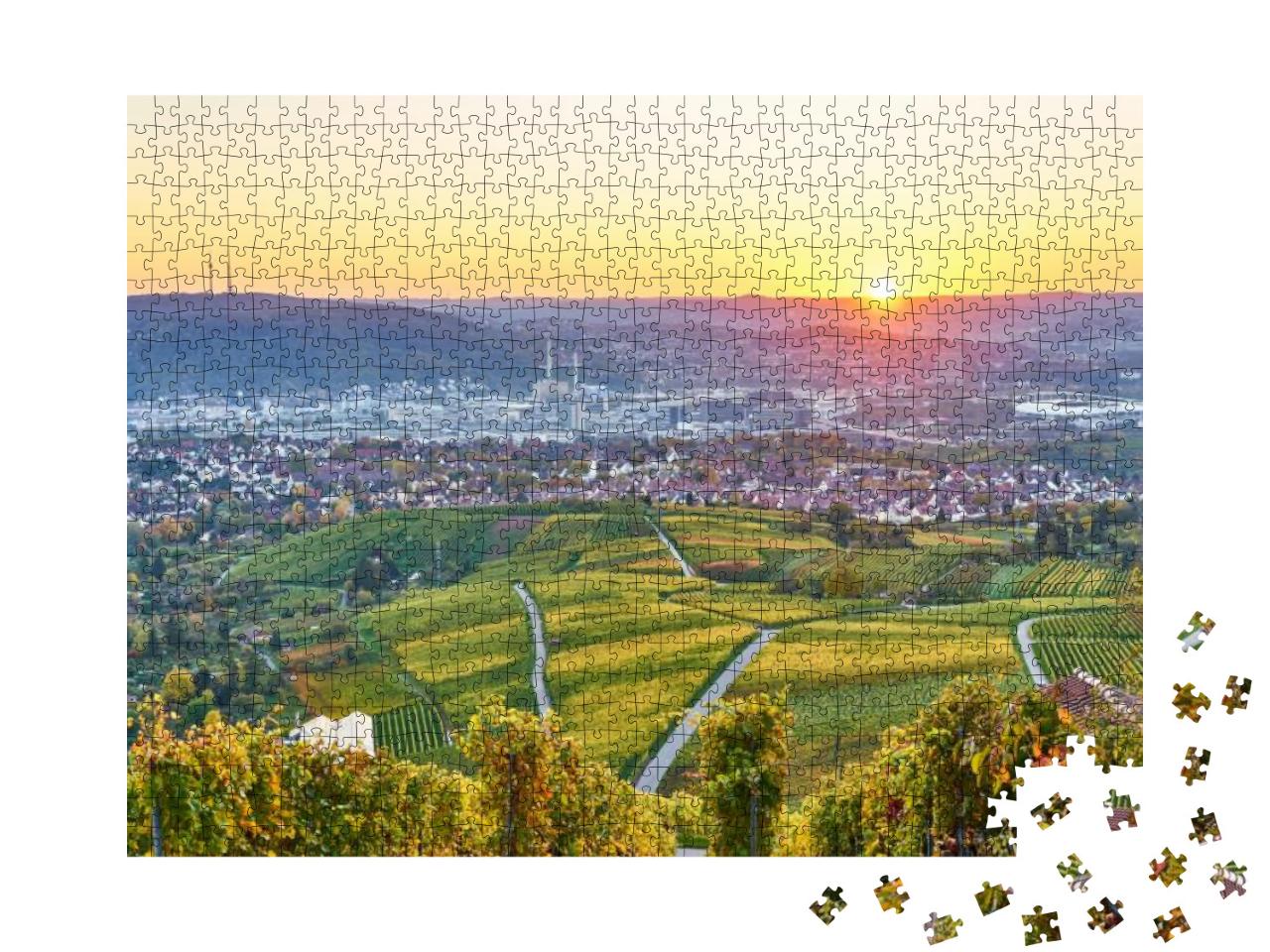 Puzzle 1000 Teile „Bunte Weinbauregion Stuttgart im Süden von Deutschland“
