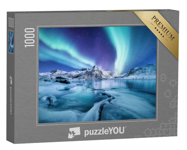 Puzzle 1000 Teile „Nordlichter über den Lofoten, Norwegen“