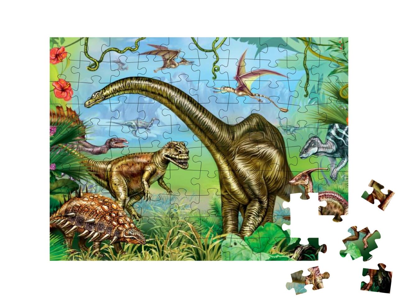 Puzzle 100 Teile „Welt der beeindruckenden Dinosaurier“