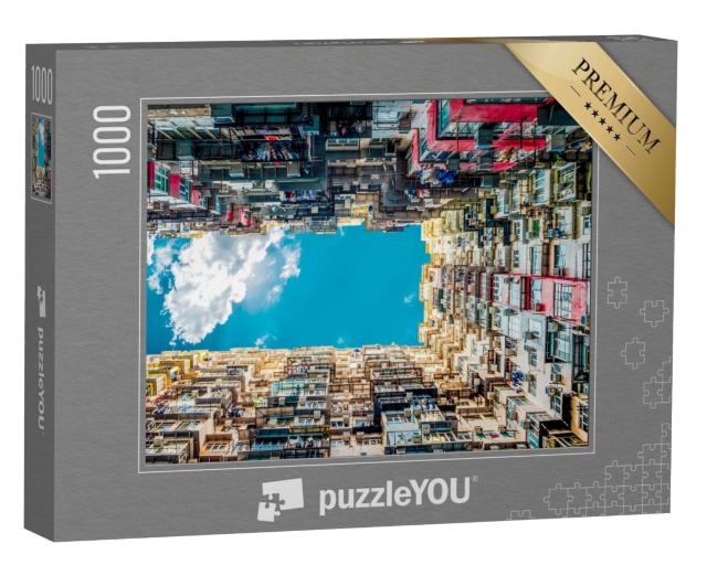 Puzzle 1000 Teile „Architektur aus spannender Perspektive von unten gegen den Himmel“