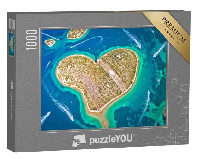 Puzzle 1000 Teile „Herzförmige Insel Galesnjak im Archipel von Zadar, Kroatien“