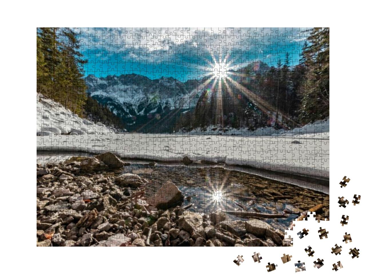 Puzzle 1000 Teile „Eis und Schnee am wunderschönen Eibsee in Bayern“
