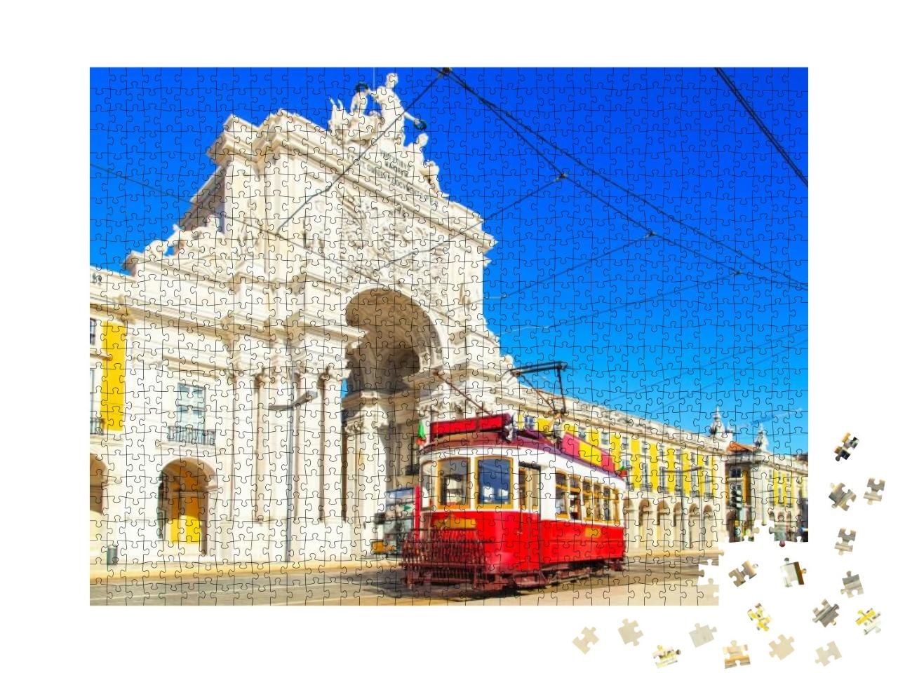 Puzzle 1000 Teile „Traditionelle Straßenbahn in der Innenstadt von Lissabon“