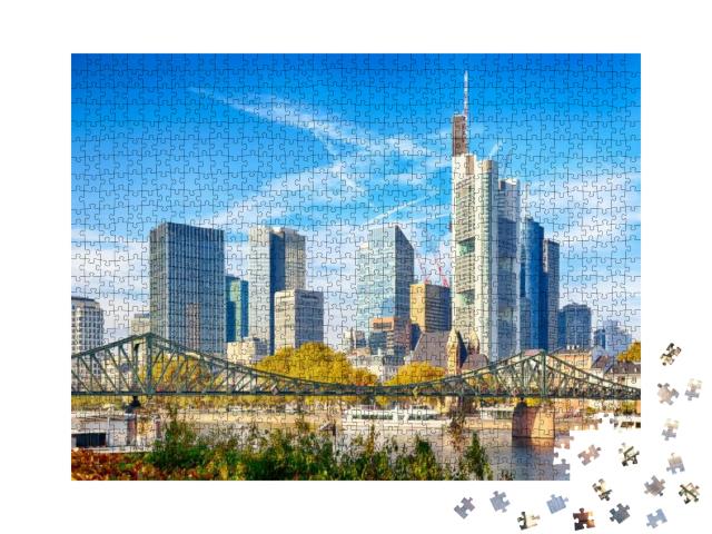 Puzzle 1000 Teile „Stadtbild von Frankfurt in Deutschland an einem sonnigen Tag“