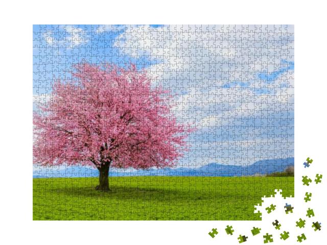Puzzle 1000 Teile „Frühling in der Natur mit blühendem Baum“