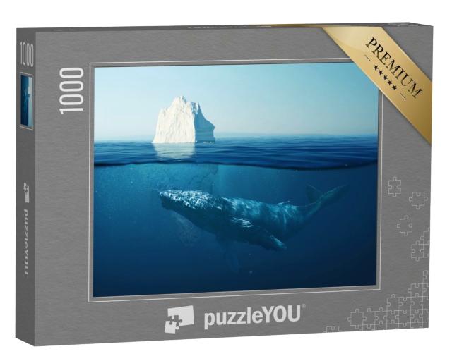 Puzzle 1000 Teile „Eisberg im Ozean unter Wasser mit einem Wal“