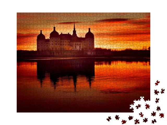 Puzzle 1000 Teile „Schloss Moritzburg bei Sonnenaufgang im Winter“