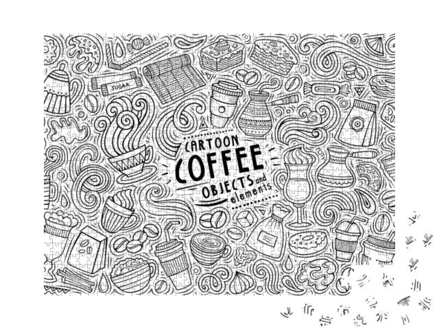 Puzzle 1000 Teile „Sketchy Vektor: Elemente zum Thema Kaffee“