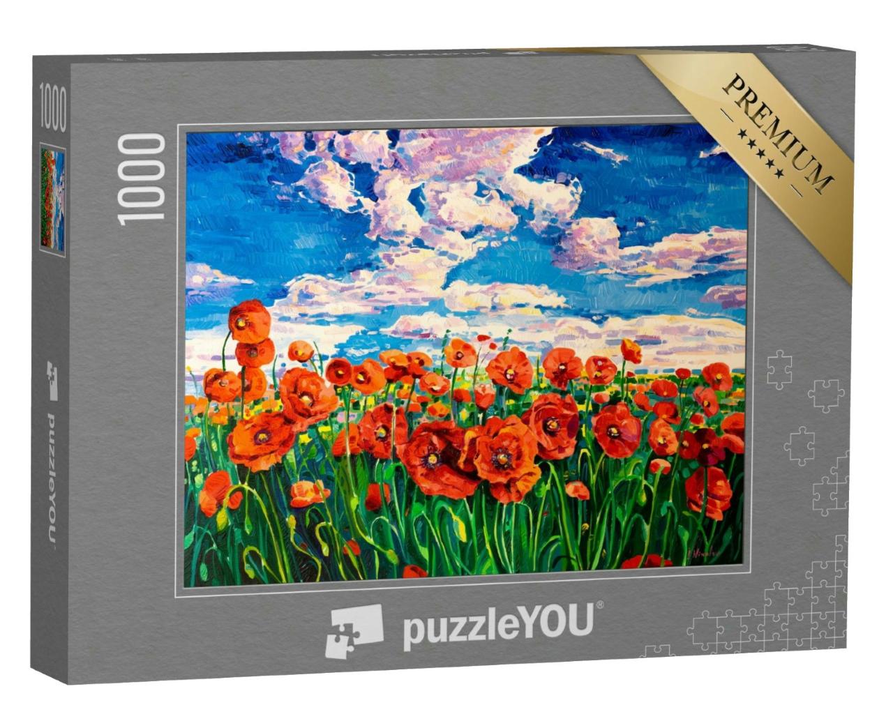 Puzzle 1000 Teile „Ölgemälde: Rotes Mohnfeld“