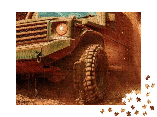 Puzzle 1000 Teile „Offroad-Truck im Schlamm“
