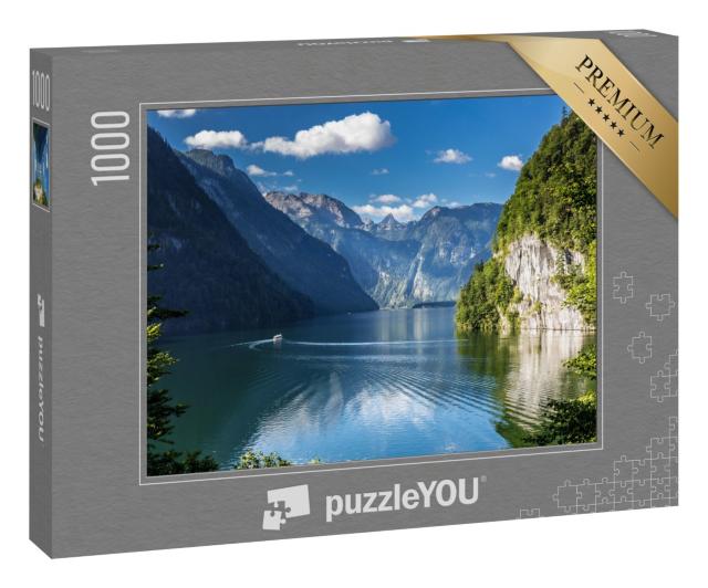 Puzzle 1000 Teile „Idyllischer Alpensee: Königssee, Berchtesgaden, Bayern“