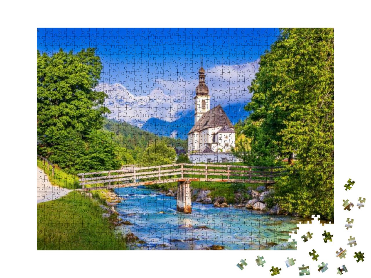 Puzzle 1000 Teile „Nationalpark Berchtesgaden mit Pfarrkirche St. Sebastian im Dorf Ramsau“