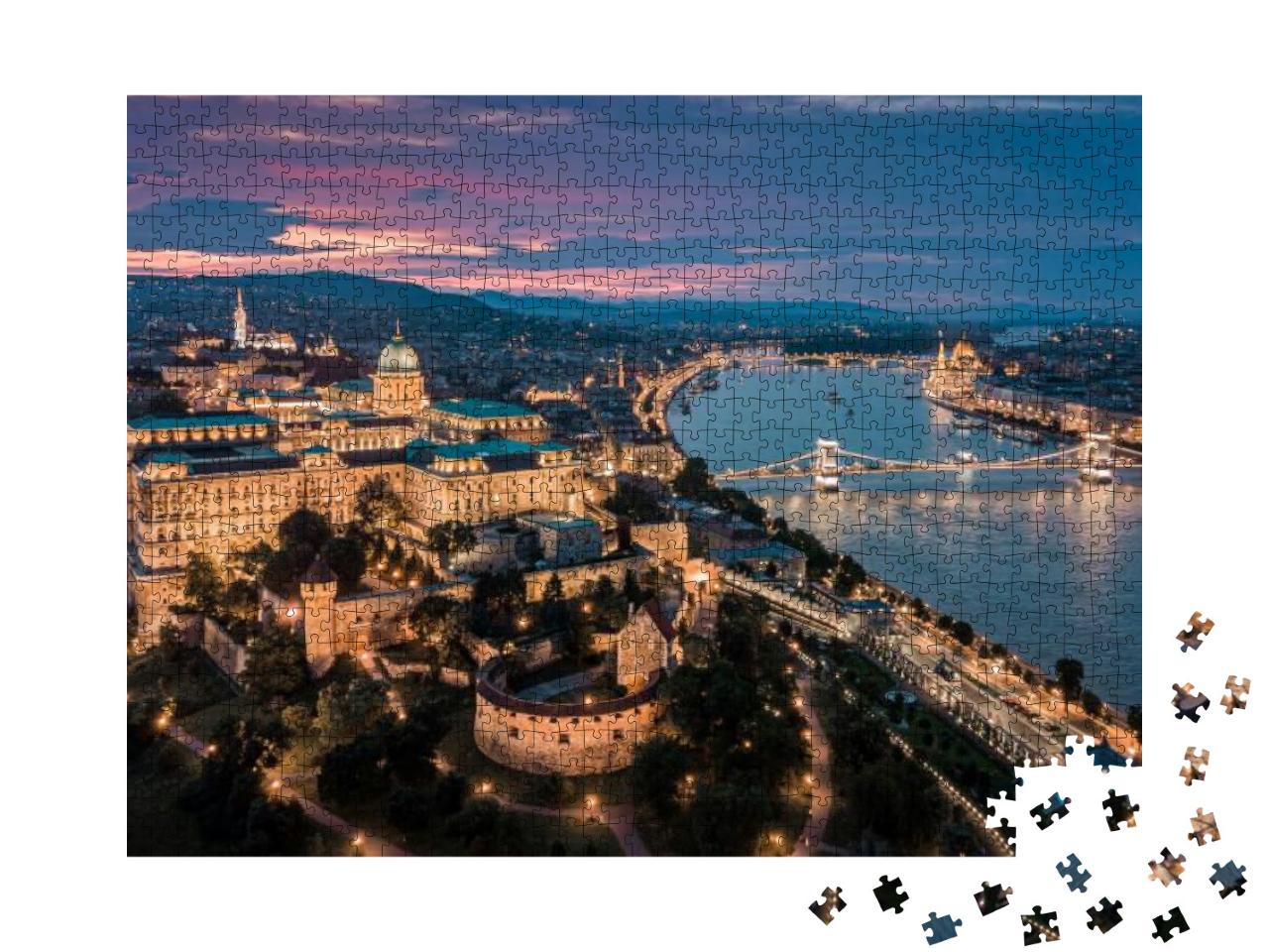 Puzzle 1000 Teile „Wunderschöner Blick über Budapest bei Nacht“
