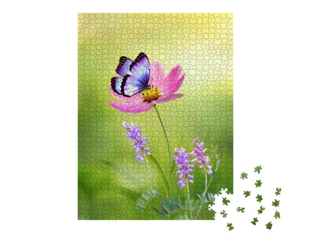 Puzzle 1000 Teile „Cosmea und Schmetterling“