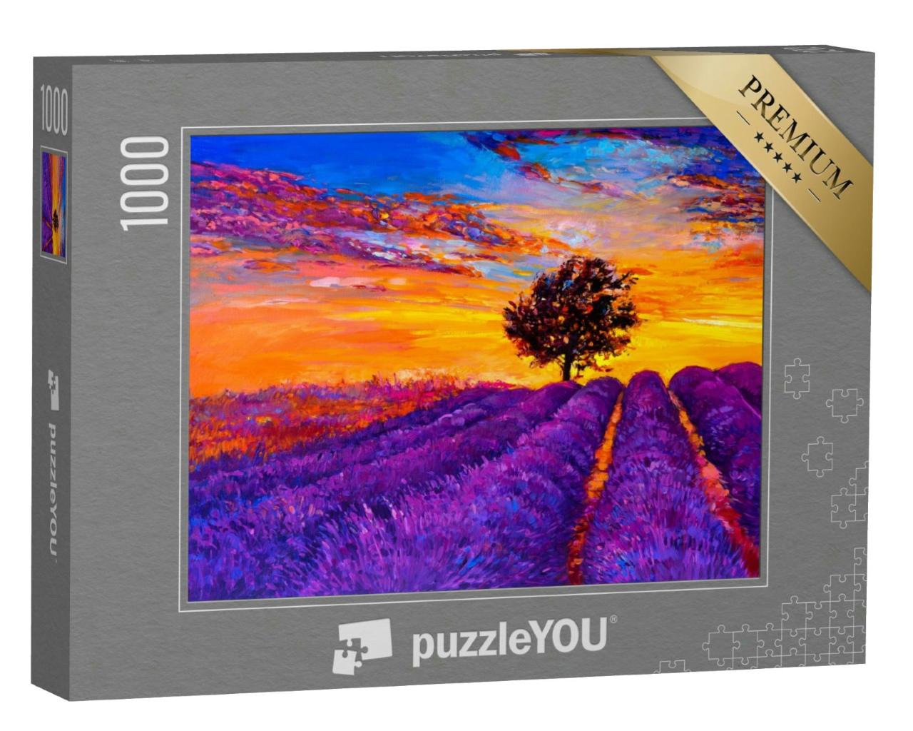 Puzzle 1000 Teile „Ölgemälde: Lavendelfeld“