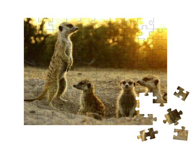 Puzzle 100 Teile „Erdmännchen in ihrem natürlichen Lebensraum“